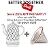 Ceramic Tea Kettle with 5 Temperature Presets - 1.6L Electric Precision Gooseneck Pour Over Teapot has Detachable Base, Dry Boil Protection, Keep Warm Function, and Beautiful Trellis Pattern