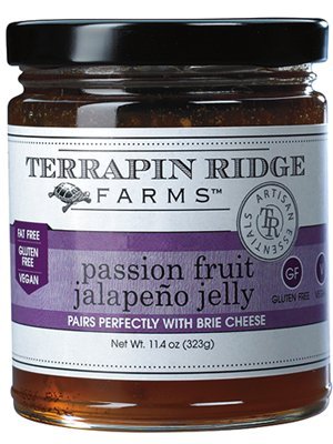 Terrapin Ridge Farms Sweet & Spicy Gourmet Jam Sampler Pack Set of 3 Jars with Recipe Cards - Hot Pepper Bacon Jam - Mango Habanero Jam - Passion Fruit Jalapeno Jelly