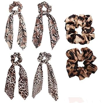 Amazon Com Exacoo 6 Pack Leopard Print Scrunchies Hair Scarf