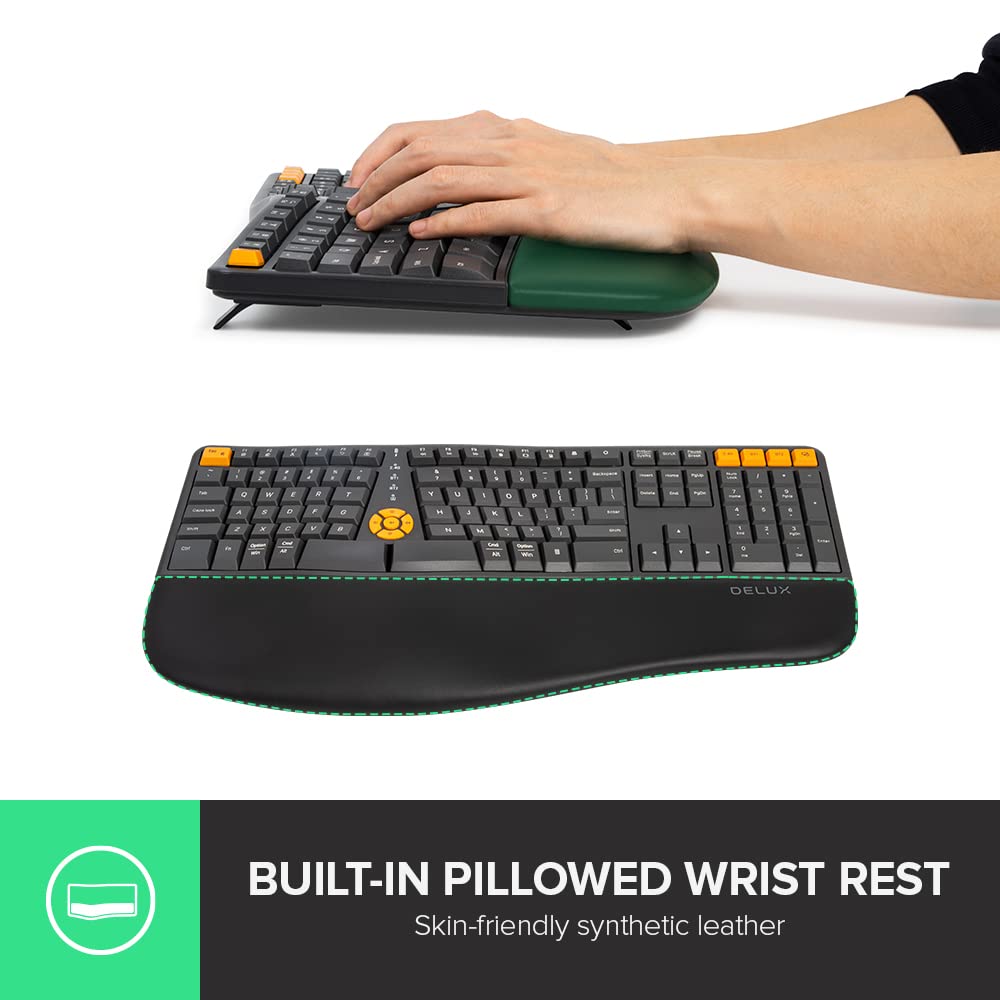 DELUX Wireless Ergonomic Keyboard GM905 and Vertical Mouse M618PD