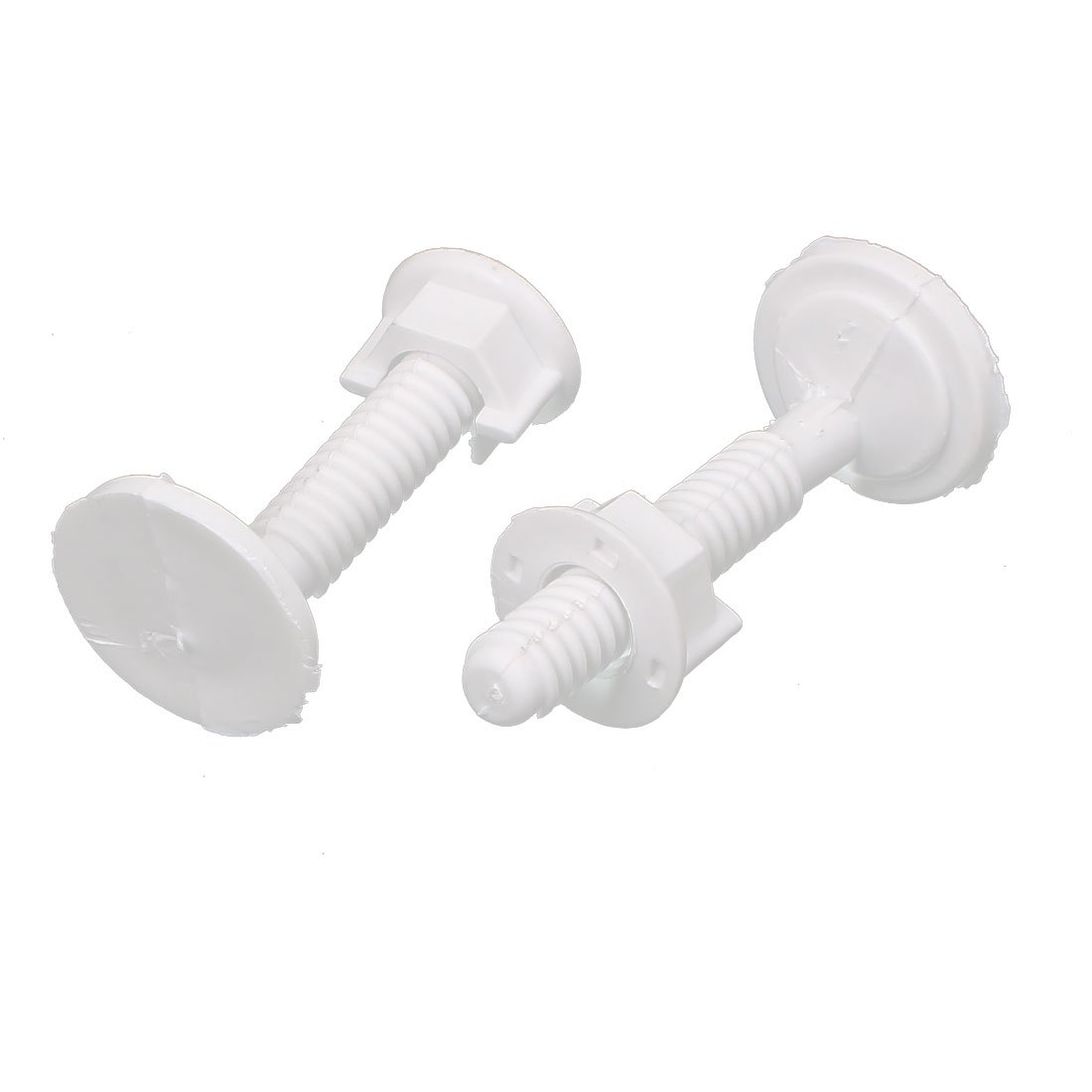sourcing map 30mm x 67mm White Plastic Round Style Toilet Seat Hinge Bolt 2pcs