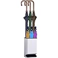 DricRoda Umbrella Stand Holder for Entryway, Umbrella Rack with Removable Drip Tray Free Standing Organizer for Umbrella Walking Sticks Canes, Stored 6 Umbrellas, Ideal for Home Office Decor, White