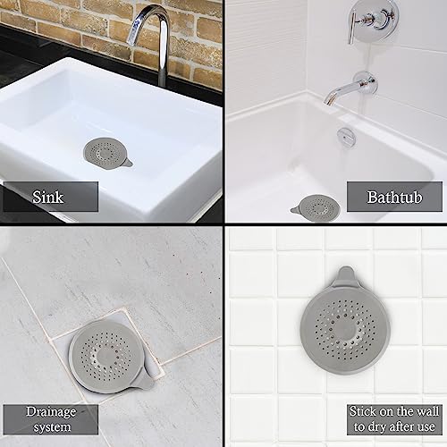 Bathroom Sink Strainer - Bathtub Drain Cover - Plastic Hair Stopper For Shower Drain - Silicone Hair Catcher Shower Drain - Anti-clog Sink Hair Catcher Shower Accessories With Suction Cups - Pack 2pcs