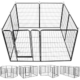Yaheetech 40-Inch 8 Panel Heavy Duty Pets Playpen Dog Exercise Pen Cat Fence with Door Puppy Rabbits Portable Play Pen,Outdoor/Indoor,Black