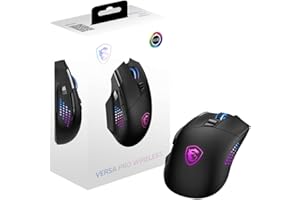 MSI Versa Pro RGB Wireless Gaming Mouse, Black W/260000 DPI Sensor, OMRON Main Switch, USB, BT5.3