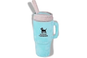 Pawley Tumbler Crinkle & Squeak Dog Toy - Stanley Cup Inspired, Soft Plush, for Medium & Large Dogs (Turquoise)