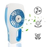 Handheld USB Fan Diffuser, soled Portable Mini Misting Personal Cooling Fan Mist Humidifier, Built-in Rechargeable Battery for Beauty, Home, Office, Travel, Outdoor (Blue)