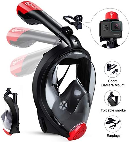 HENGBIRD Integral Full Face Anti-Fog Snorkel Mask Glasses with 180 ° Full Visible Support Sports Camera