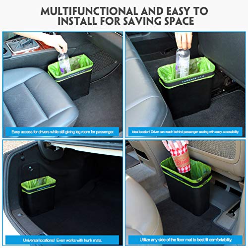 Carbage Can Premium Car Trash Can w/ Floor Mat Clip and Bag Securement