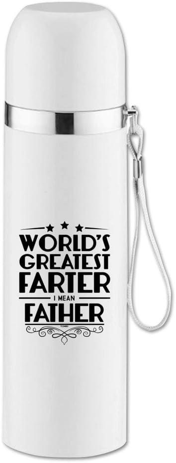 Custom Stylish Stainless Steel Tumbler World's Greatest Farter I Mean Father Thermos For Fishing White 14.5oz/350ml
