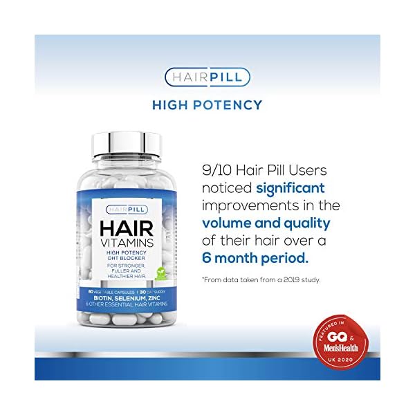 Hair-Pill-UKs-number-1-Hair-Loss-Solution-Natural-DHT-Blocker-Biotin-Hair-Regrowth-High-Potency-5000-mcg-Hair-Volume-Hair-Growth-Vitamins-For-Men-Hair-Growth-Hair-Loss-Treatment-for-Man Mens HairPill Biotin Hair Growth Supplement - Hair Loss Vitamin Blend with Natural DHT Blockers Including Saw Palmetto…