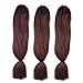 3 Pack 33# Jumbo Braids Hair Kanekalon Crochet Braiding Hair 48inch African Collection Xpressions Synthetic Fiber Braiding Hair Extensions 57g/pack color Red