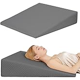VADSBO Wedge Pillow, Bed Wedge Pillows for Sleeping, Snoring, Back Support, After Surgery, Foam Triangle Pillow, Removable Washable Cover (Gray, 7.5in)