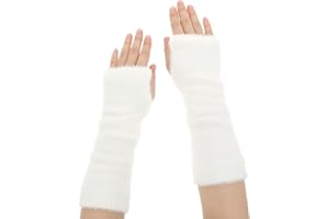 JJUNW 1 Pc Fur Arm Warmers, Black Fingerless Gloves Women, Long Hairy Gloves for The Wrist for Arm Warmth, Fingerless Gloves