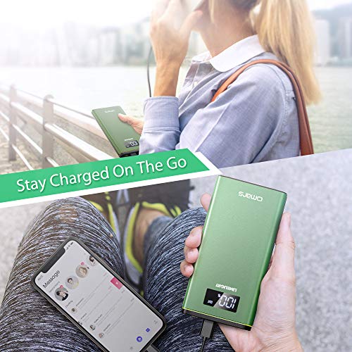 USB C Power Bank Omars 10000mAh USB-C Portable Charger with 18W Power Delivery Battery Pack Portable Phone Charger Compatible with iPhone Xs/XR/XS Max/X / 8, iPad Pro, Galaxy S9, Switch - Green