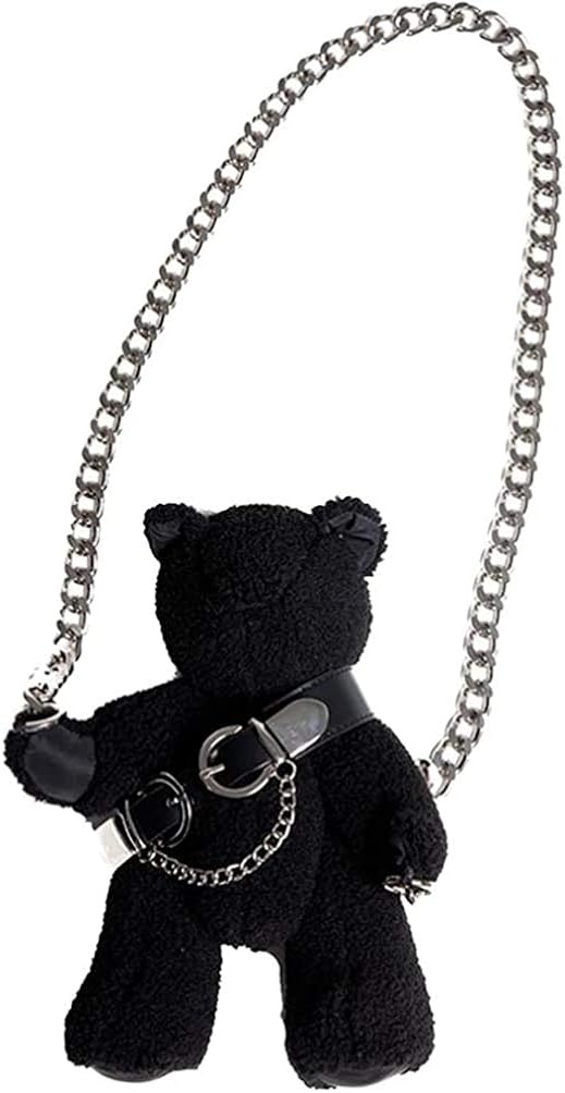 Yinitoo Crossbody Bag with Chain Strap Stuffed Animal Purse Teddy Bear