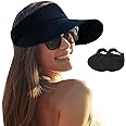 2PCS Wide Brim Sun Visor Hat Women Large UV Protective Golf Beach Cap, Korea Design
