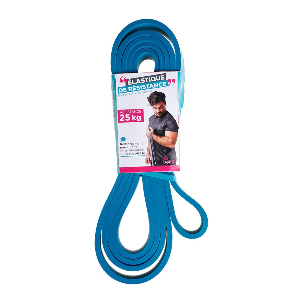 UPFIT - Elastic resistance band, strength training band – Resistance: 25 kg – Designed for bodybuilding, cross training or physical preparation – Length: 208 cm, Width: 2.2 cm