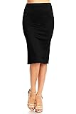 Solid High Waist Band Bodycon Office Work Midi