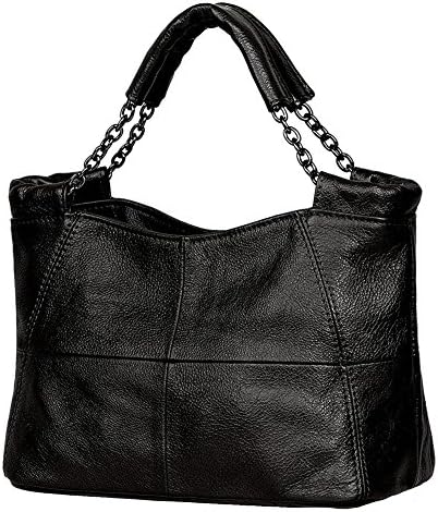 GESIMEI Women Top Handle Satchel Handbags Leather Tote Purse (Black)