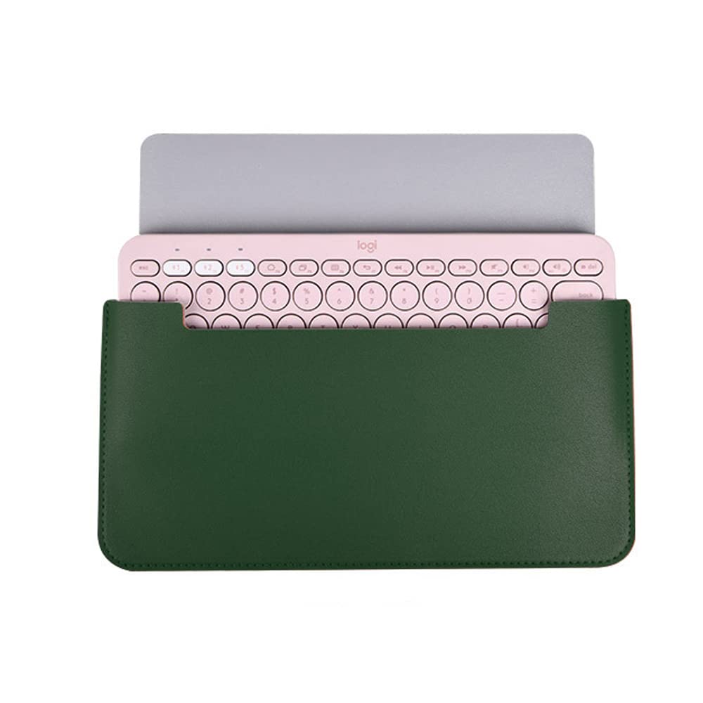Hosoncovy PU Leather Portable Keyboard Carrying Case Storage Bag Travel Case Dustproof Protective Case for Logitech K380 Multi-Device Bluetooth Keyboard (Green)