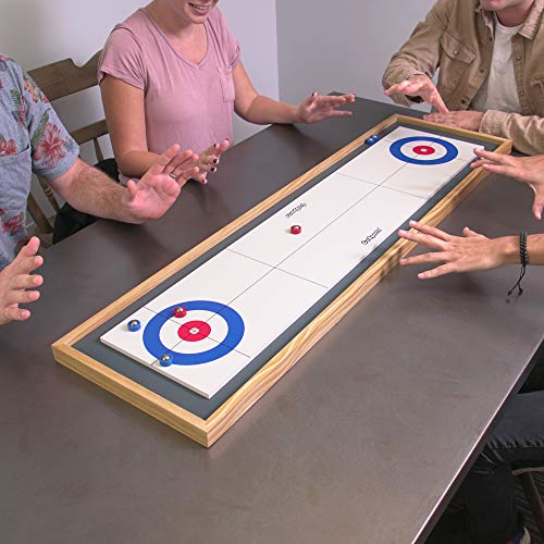 GoSports-Shuffleboard-and-Curling-2-in-1-Table-Top-Board-Game-with-8-Rollers-Great-for-Family-Fun