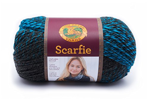 Lion brand yarn 826-209 scarfie yarn, charcoal/aqua
