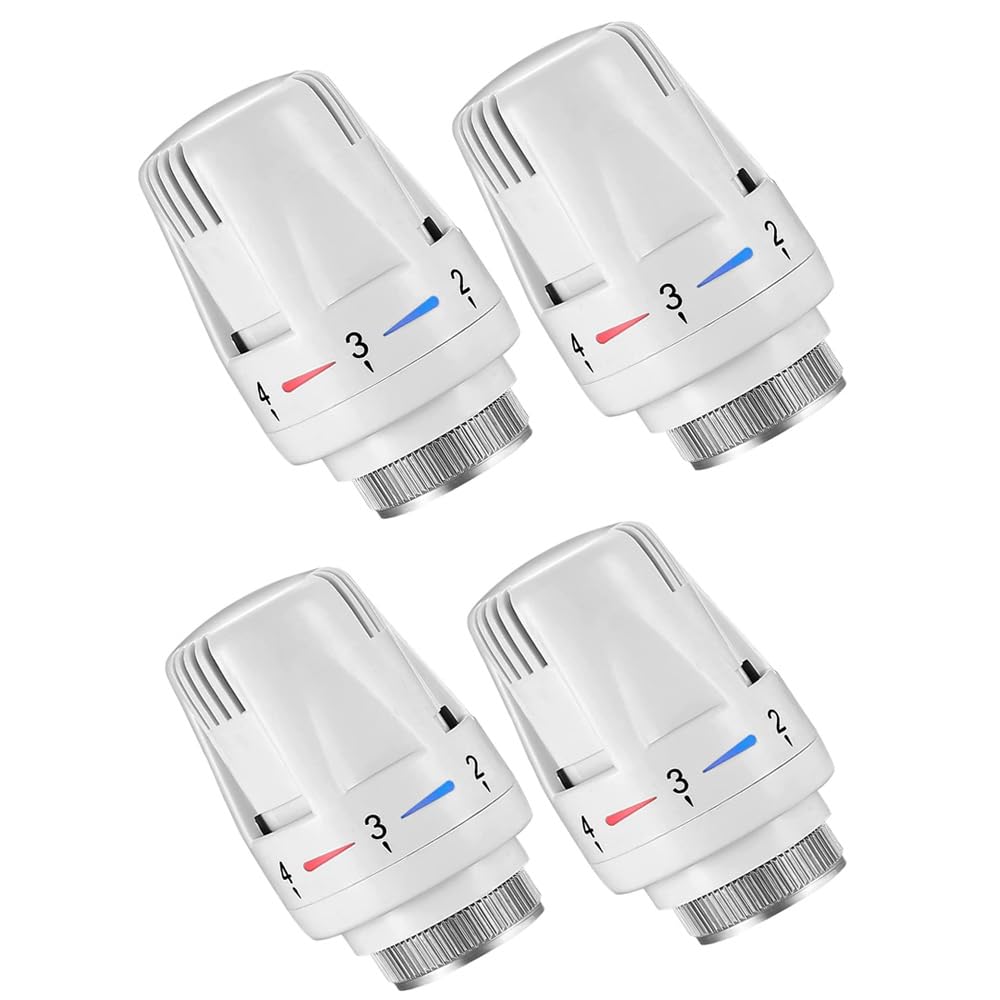 4 Pcs Thermostatic Radiator Heads Automatical Temperature Control Heads Anti Freeze Radiator Valve Heating Systems for Home Office