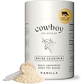 Cowboy - The Exclusive 1st Milking, Whole, Grass Fed Colostrum Supplement for Full Body Health - Bovine Colostrum Powder Packed w/Bioactive Nutrients - Sugar Free (Vanilla, 40 Servings)