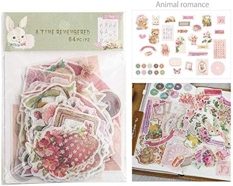VANGOAL 64 PCS Ephemera Pack, Multiple Themes Retro Style Self Adhensive DIY Note Stickers for Notebooks, Greeting Card, Photo Frame, Cup, Phone Case, Scrap Book (Animal Romance)