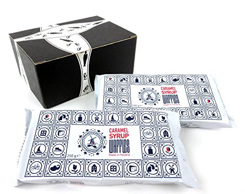 Caramel Syrup Waffles (Stroopwafel), 8.81 oz (250 g) Trays in a BlackTie Box (Pack of 2 - Total 16 Stroopwafels)