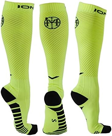 Compression Socks for Men &amp; Women with Negative Ions, BEST Graduated Athletic Fit for Running, Shin Splints, Flight, Maternity, Circulation, &amp; Recovery … (M (Women 7-10 / Men 6-8), N.Yellow / Black)