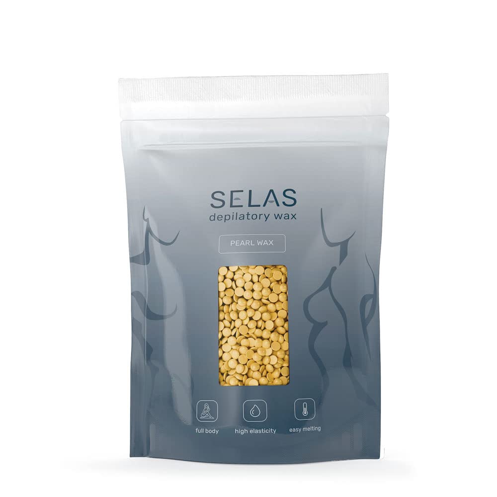 Depilatory wax in pearls Gold 1kg SELAS. Hair removal without bands, for all areas and skin types, especially sensitive skin. Waxing wax, hot wax, beads, beans