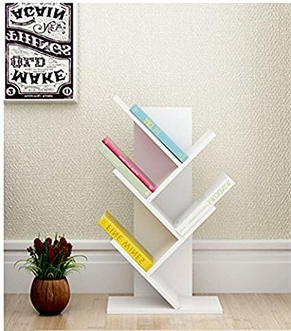 5-shelf Tree Bookshelf, Book Rack Bookcase, Display Storage Rack for CDs Books white