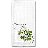 PainterDesign Missouri Kitchen Towel - Missouri Dish Towel - States Kitchen Towels - U.S. State Souvenir - Moving to Missouri Housewarming Gift - Missouri Flower Lover Gift - Missouri State Towel
