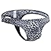 YUFEIDA Sexy Men's Underwear Thong G-string Leopard Print Bulge Pouch T-back Underpants (X-Large, Black)