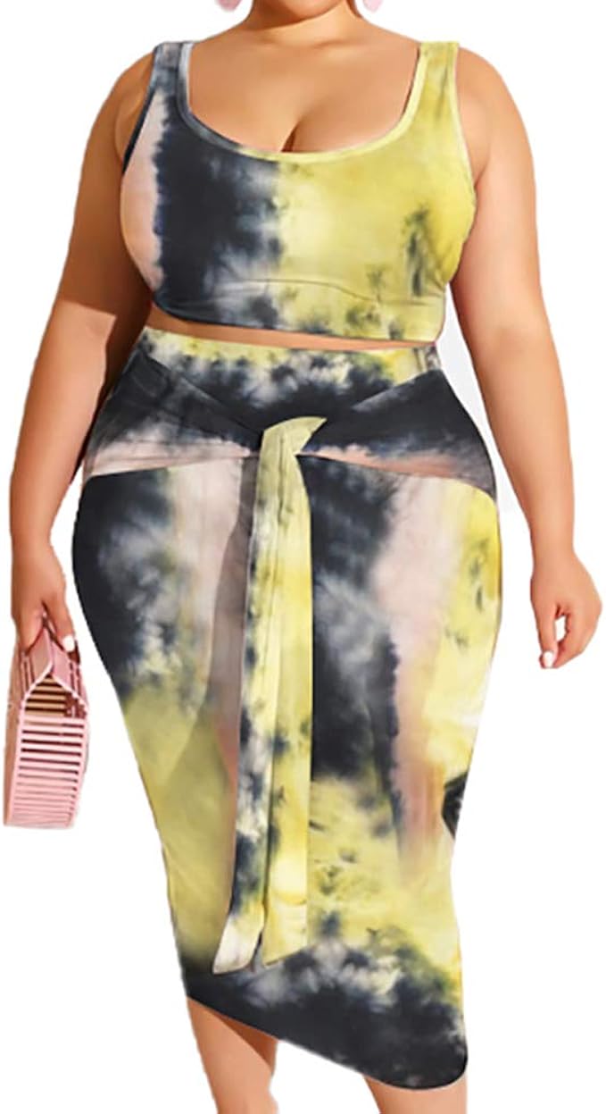 plus size two piece crop top set