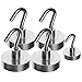 Wsky Strong 65LB Neodymium Magnetic Hooks Set of 4 and Bonus 12 Pound Hook - Great For Your Refrigerator And Other Magnetic Surfaces