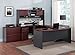 Ameriwood Home Pursuit U-Shaped Desk with Hutch Bundle, Cherry