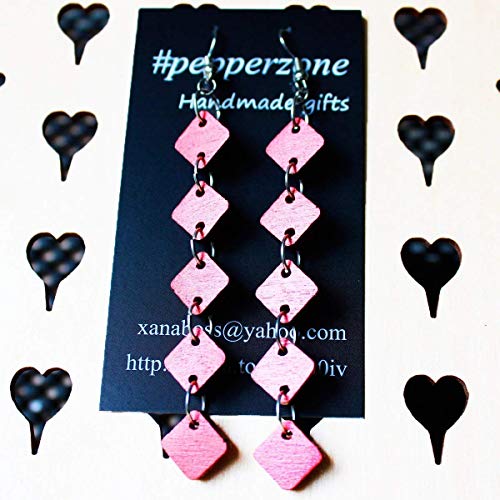 20% off Lightweight Handmade Pomegranate-Colored Dangle Wooden Earrings