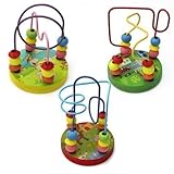 ReFaxi® 1PC Baby Wooden Mini Around The Beads Wire Maze Multi Color Educational Toy