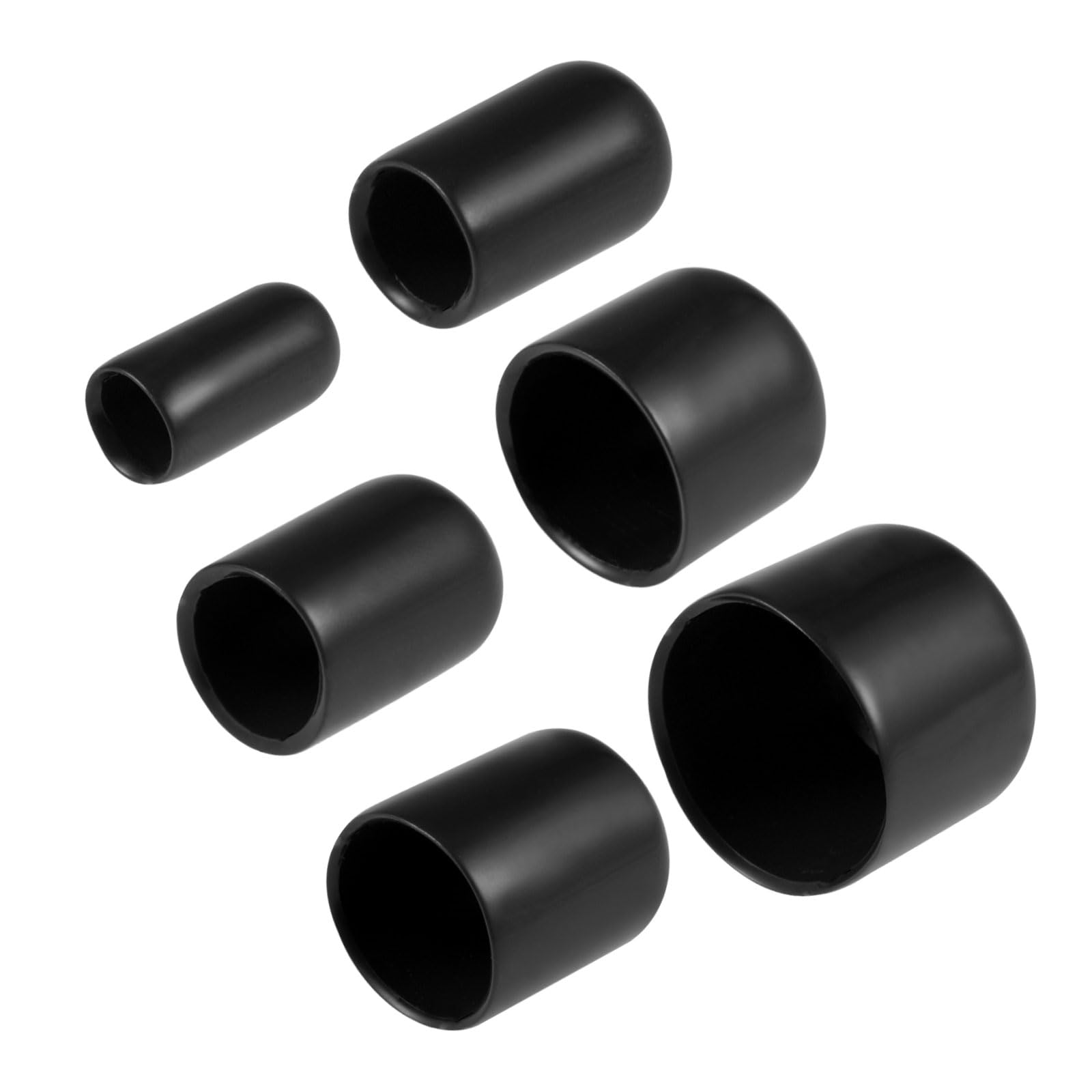 DMiotech 68 Pack 9/32" 3/8" 1/2" 13/16" 7/8" 1 1/2" ID Black Screw Thread Protectors Vinyl End Caps Bolt Covers for Screw Bolt Furniture Pipe
