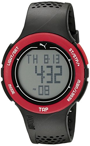 PUMA ' Touch' Quartz Plastic and Polyurethane Sport Watch, Color:Black (Model: PU911211001)