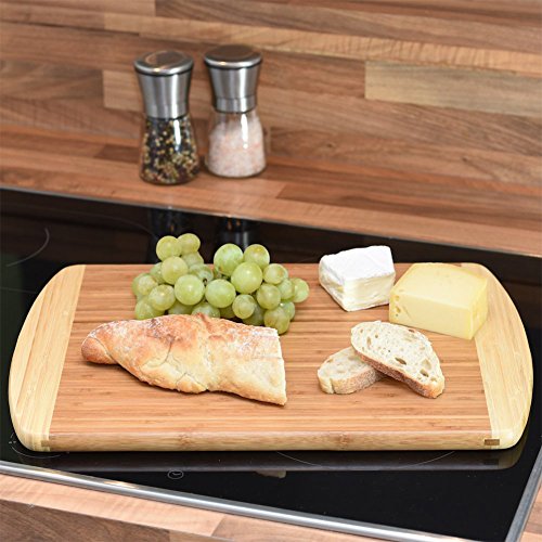 Organic Bamboo Chopping Board By Ancona, Kitchen Wood Cutting Serving Board, Carving Breadboard Plate with Juice Groove 18x12.6 Inch