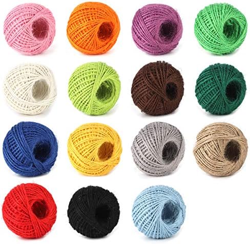 Colored Jute Twine String,2250 Feet (750) Yards Colorful Natural Jute Gift Twine 2mm 3 ply,Jute String,Gift Wrapping Twine,Arts Crafts Christmas Twine for Decoration Embellishments