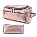 Amzbag Leather Toiletry Bag Travel Toiletry Organizer Portable Hanging Makeup Bag Dopp Kit & Shaving Cosmetic Bag for Women (Rose Gold)