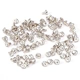 Surepromise Pack of 100 Sets 7mm Diamante Diamond Clear Silver Crystal RIVET STUDS Rock Leather Bag