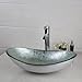 Yanksmark Silver Color Glass Wash Bowl Vessel Sink & Chrome Bathroom Faucet Finish Combo Set Come With Pop Up Drain