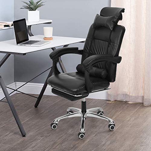 Samoii Ergonomic High-Back Reclining Executive Classic Leather Rolling Swivel Wheel Movable Adjustable Height Office Computer Desk Chair Gaming Chair with Armrest Footrest Headrest,USA