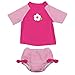 i play. by green sprouts Girls' Rashguard Set with Built-in Absorbent Swim Diaper, White Flower, 12 Months
